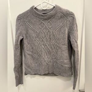 AQUA Heathered Grey Cashmere Cable Knit Sweater Size Small